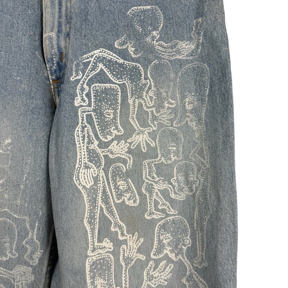 Aeropostale Jeans Womens 10 90's Baggy Light Wash Blue Denim Custom Graphic - Picture 9 of 16